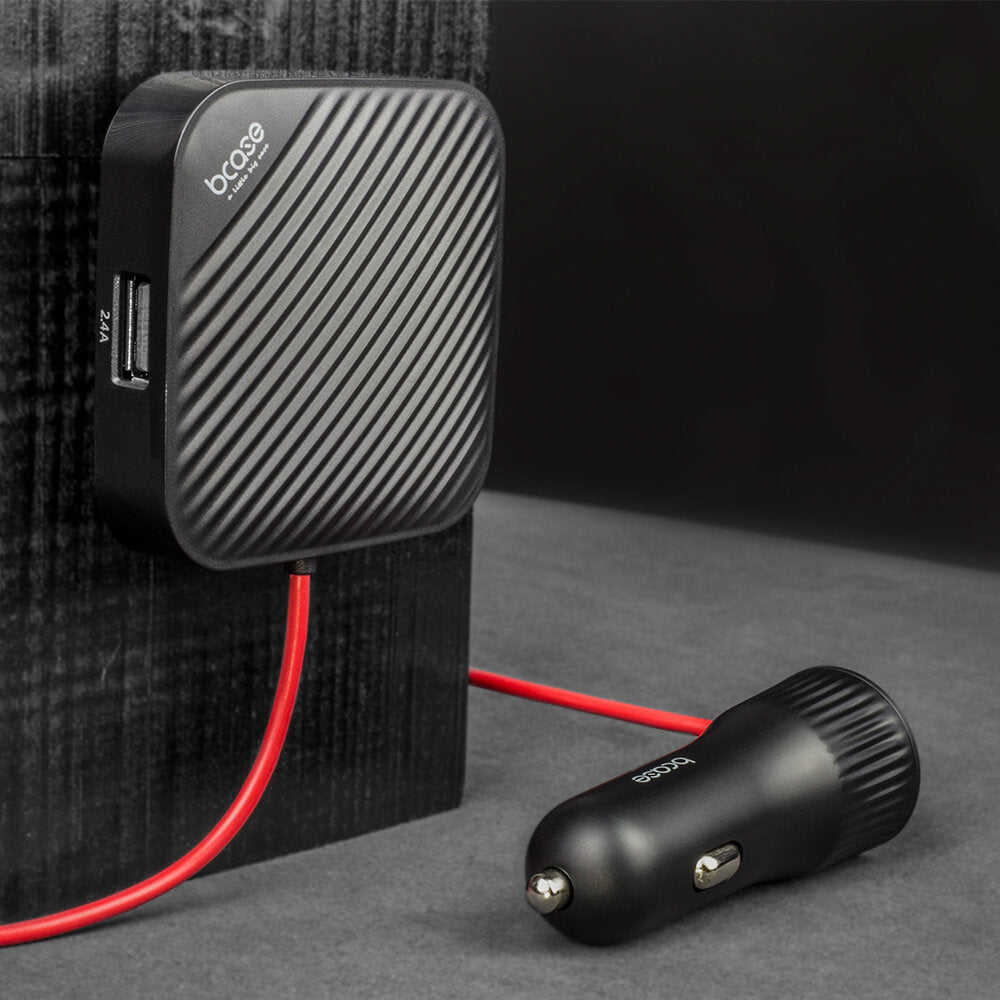 36W 4-Port Passenger Car Charger Fast Charging with 2 USB Ports 1.5M Cable