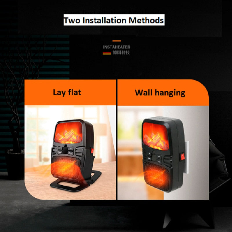 Compact Remote Control Electric Heater - PTC Wall Plug Fan for Fast Room Warming