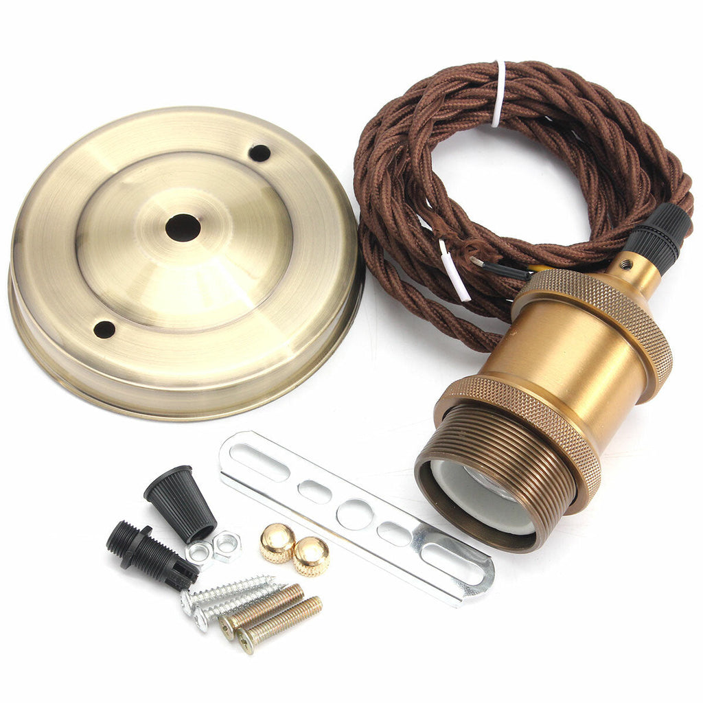 110V-220V 600W Vintage Lamp Holder Ceiling Canopy and Copper Socket with 2M Wire