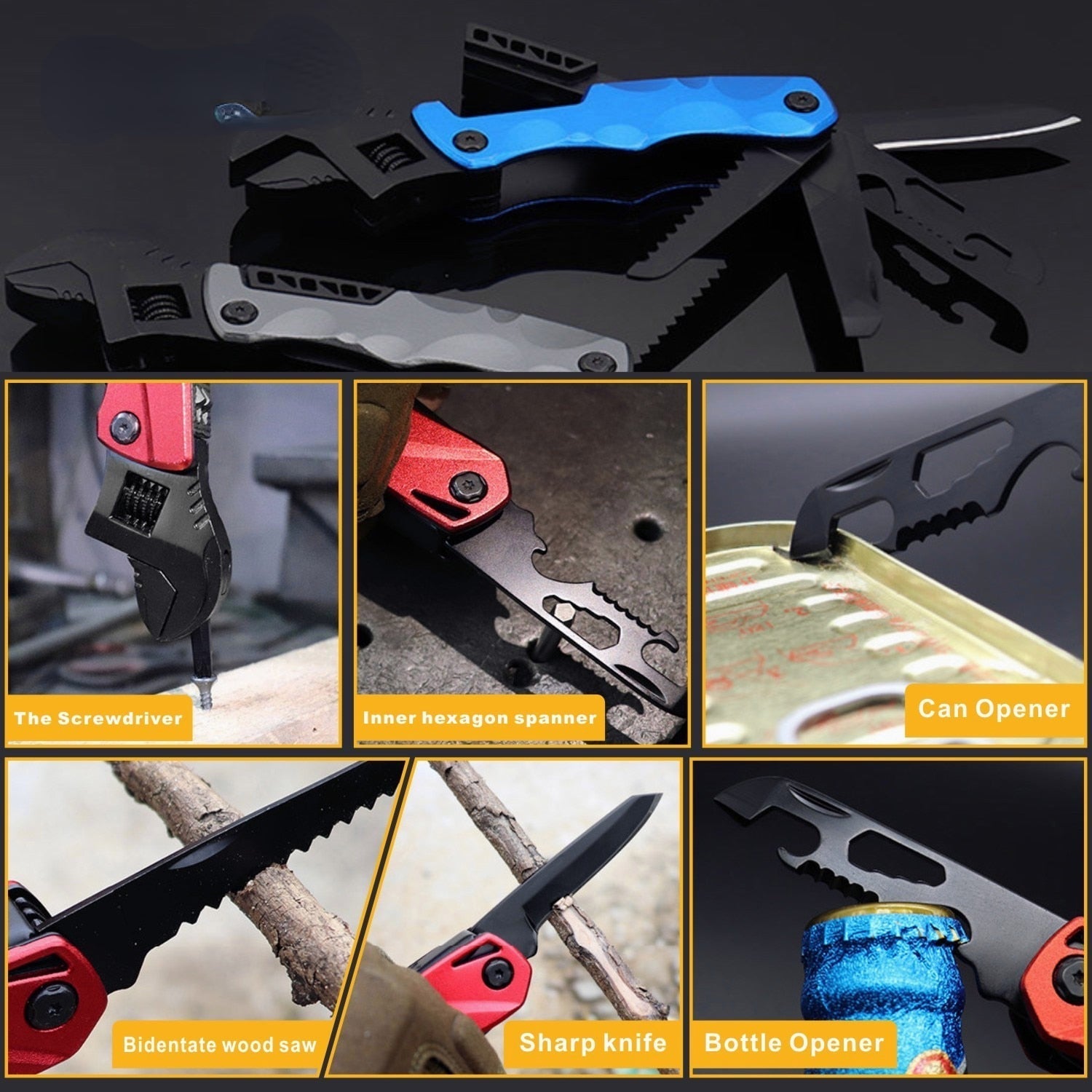 Multi Outdoor Camping Tools Adjustable Wrench/Car Multi-function Lifesaving Hammer Mini Pockets Multifunctional Tool
