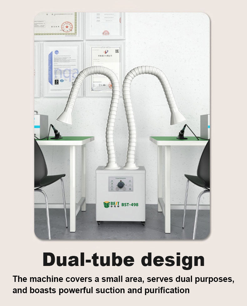 Dual-Tube Fume Extractor 200W 310m³/h Soldering Smoke Absorber Air Purifier With 3-Layer Filtration System For Electronics Welding
