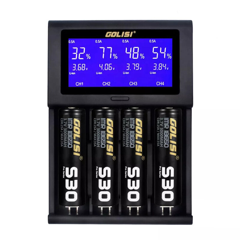 LCD Screen Display USB Charging Intelligent 2A Fast Battery Charger Li-ion NIMH Batteries