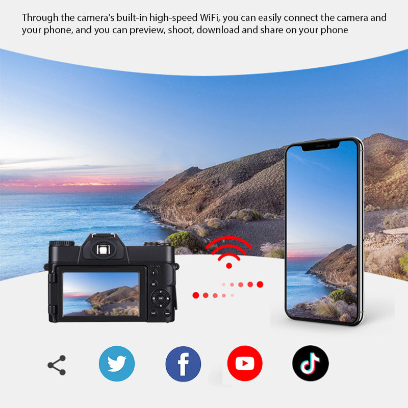 48MP 4K HD Digital Camera Vlogging Camcorder 30FPS Wi-Fi 16X Zoom Video Camera Camcorder Recording Camera for YouTube