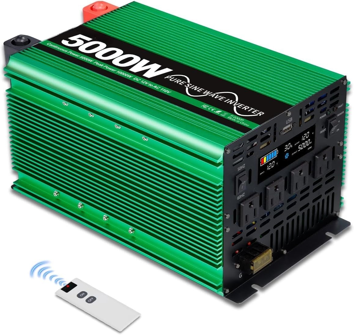 GreenZech Elite SR Inverter | 3000W 4000W 5000W | Universal DC 12V-24V to AC 110V-240V | Professional Pure Sine Wave Power Station