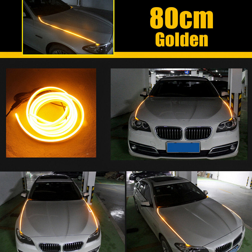 2PCS Hood LED Light Strip Grilles Under Spoiler Scanning LED Knight Rider