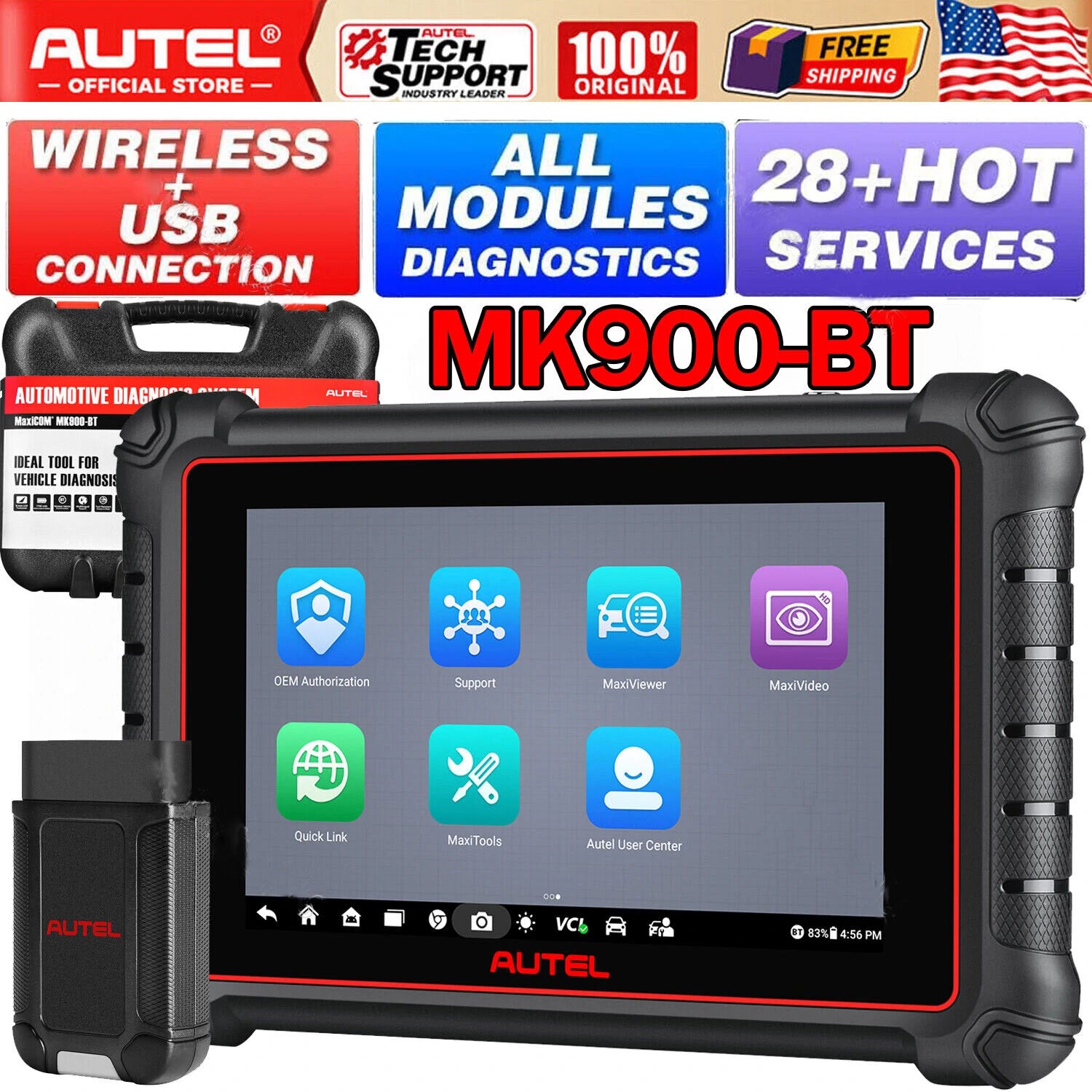 8-inch LCD Auto Diagnostic Scanner Tool 40+ Reset Bi-directional Control Active Test
