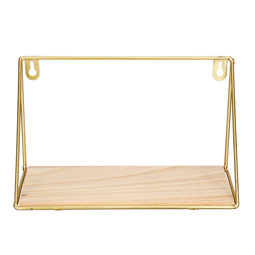 Floating Corner Wall Iron Shelf Wall Mounted  Wood Storage Shelf Home Office Decoration Display