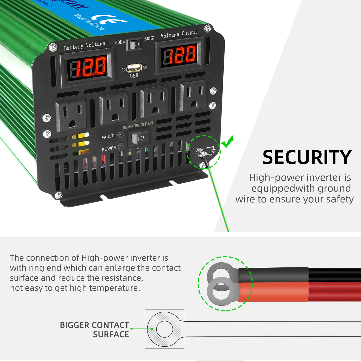 GreenZech Elite 4000W Inverter | 8000W Peak Power | Heavy-Duty Professional Pure Sine Wave Converter