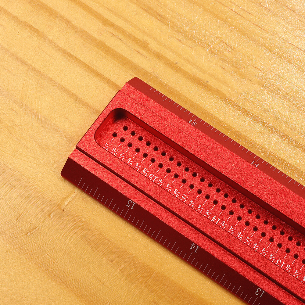 12 to 30 Inch Aluminum Alloy Precision Woodworking Scriber Positioning Marking T Ruler 1/16 Inch Per Hole