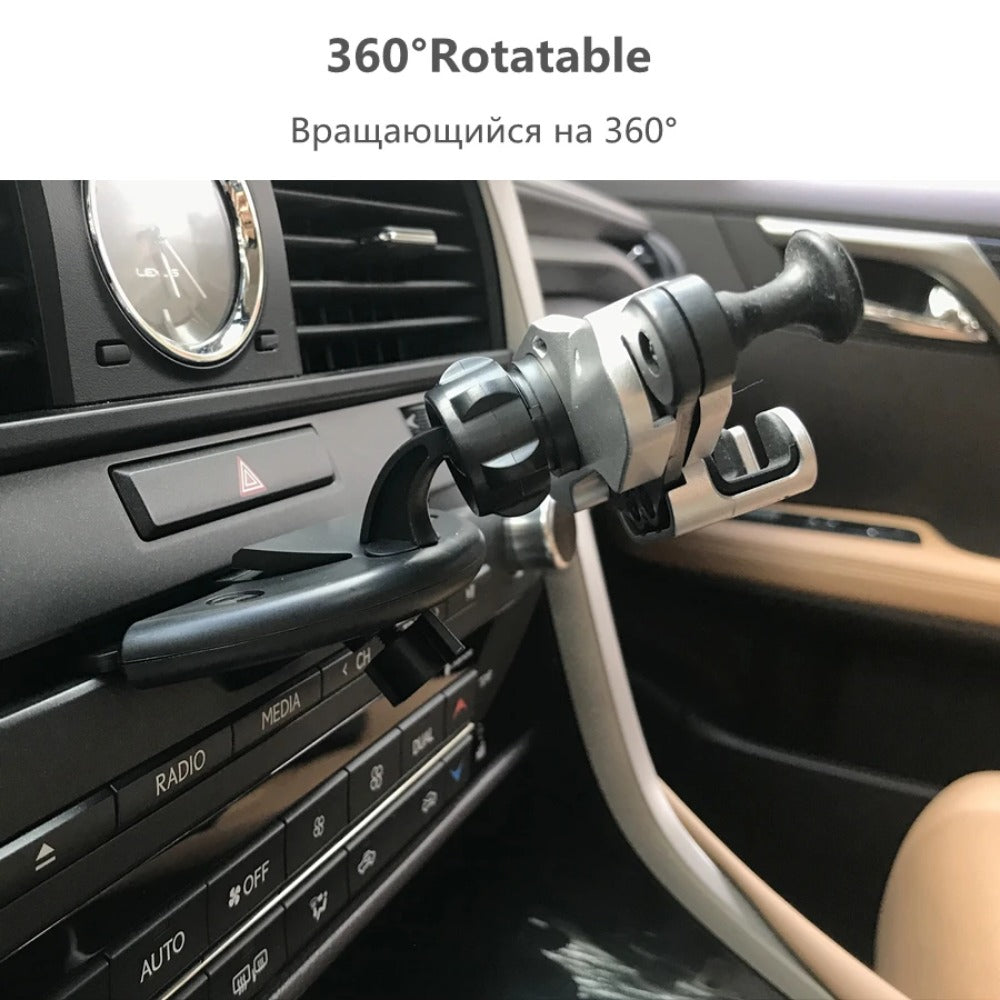 Universal CD Slot Gravity Car Holder - Premium ABS, One-Hand Operation, Super Strong, Silver, Fits All Mobile Phones