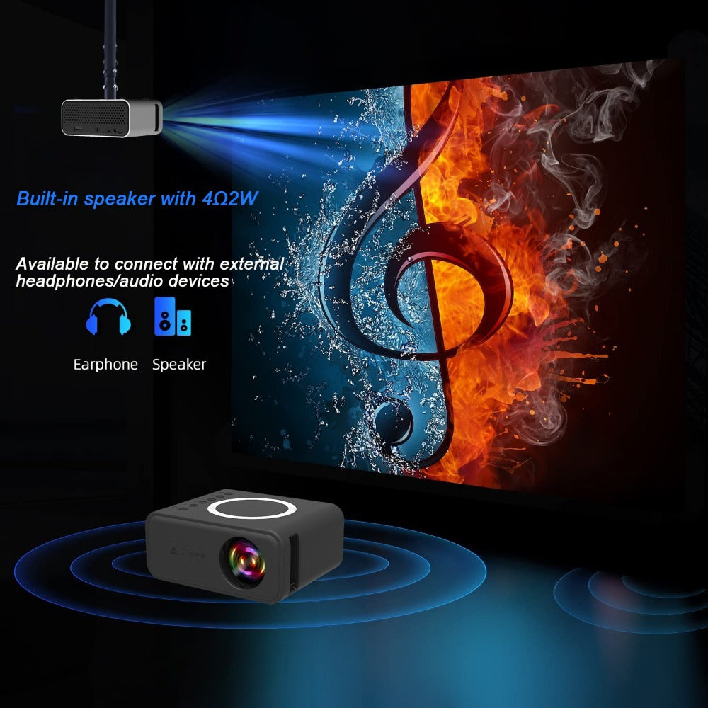 LED Smart TV Portable Home Theater USB Wire Wifi Wireless Sync Phone Game Beamer 1080P Video