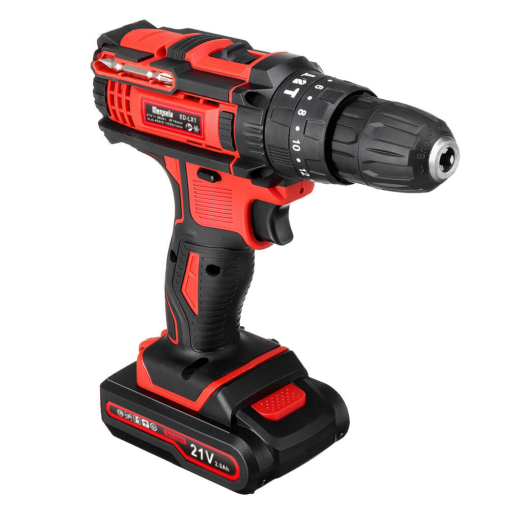 21V 3 In 1 Cordless Drill Power Drill Driver Hammer Combo Kit Double Speed with LED lighting 2Pcs 2.0Ah Battery