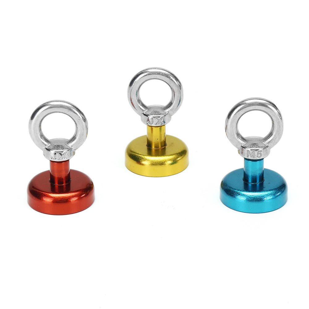 25mm 22kg Neodymium Recovery Magnet Metal Detector Circular Eyebolt Magnet Red/Yellow/Blue