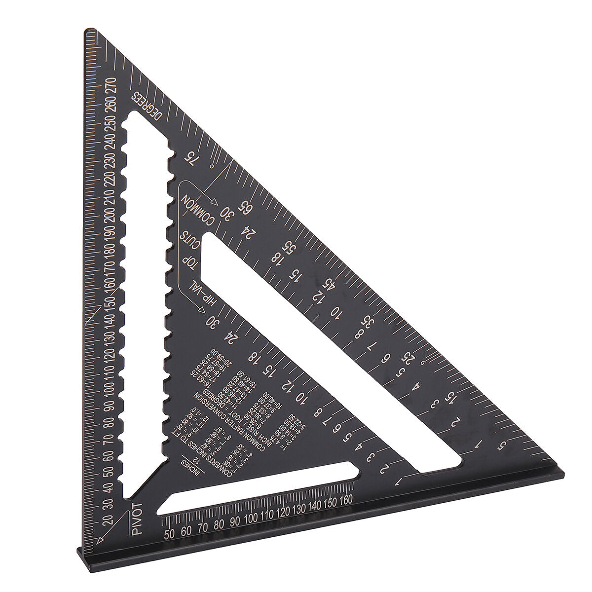 12-Inch Triangle Ruler - Versatile Protractor & Scriber Tool for Woodworking, Construction, Durable Aluminum Alloy, Metric/Imperial