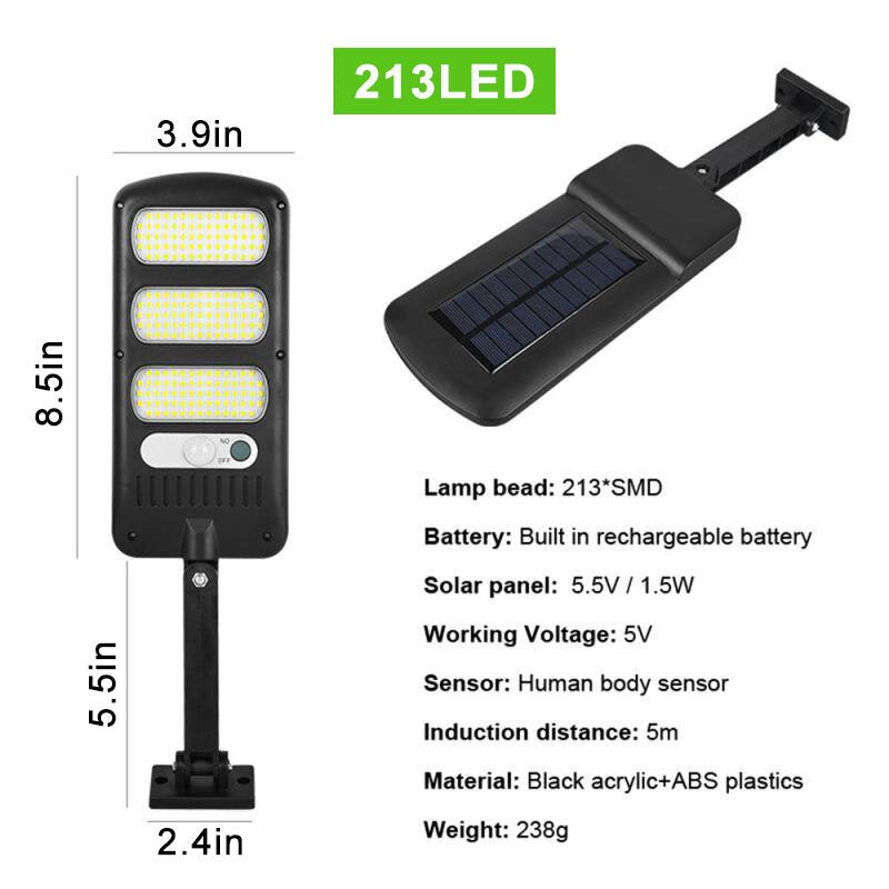 Outdoor Solar Street Wall Light PIR Sensor Motion LED COB Lamp Remote Control