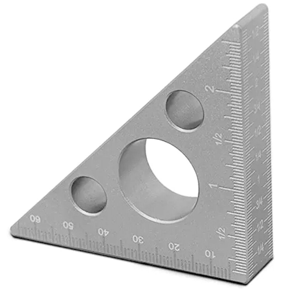 Woodworking Triangle Ruler - Precision 90°/45° Measurement, Durable Aluminum Alloy, Easy to Read, Black/Silver Options