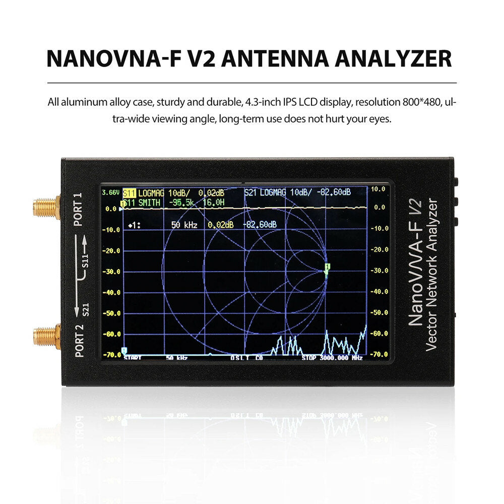 50kHz-3GHz IPS 4.3Inch LCD Display Vector Network Analyzer S-A-A-2 Antenna Analyzer Short Wave HF VHF UHF