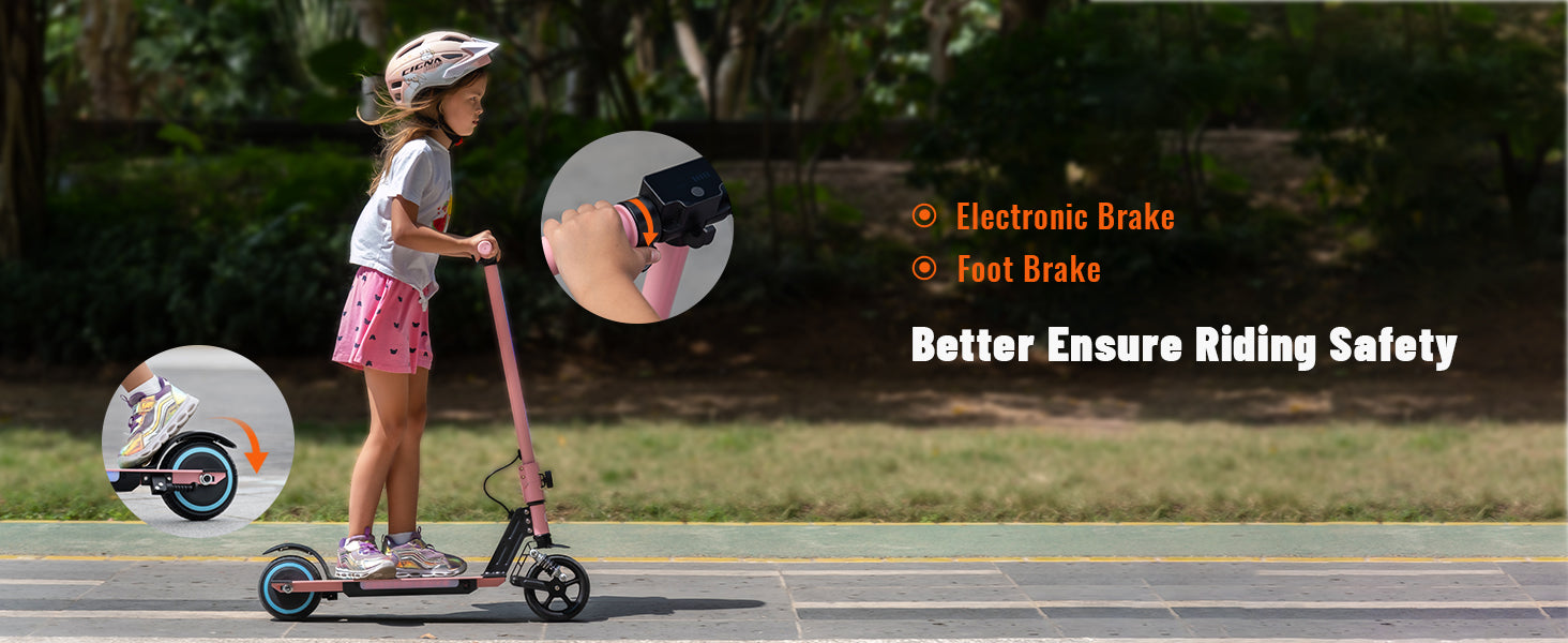 Kids Electric Scooter, 21.6V 2.5Ah, 130W Motor, Max Speed 14KM/H, 6.5in Folding Electric Scooter, 5-8KM Range, Max Load 70Kg Children Electric Scooter