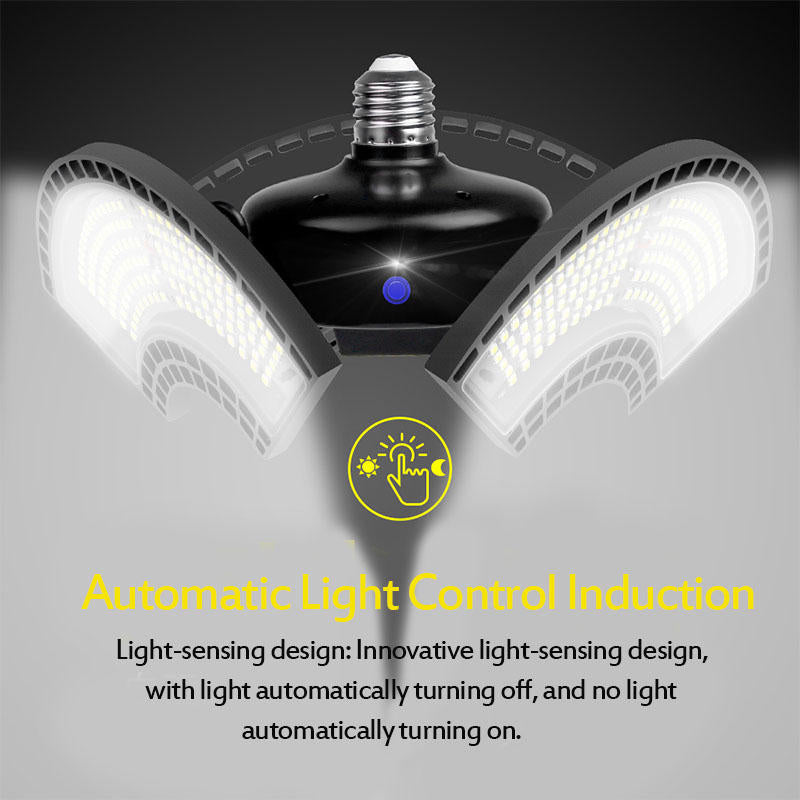 E27 Light Sensor LED Bulb  Deformable Folding Garage Lamp Warm White Indoor Outdoor Lighting AC220V