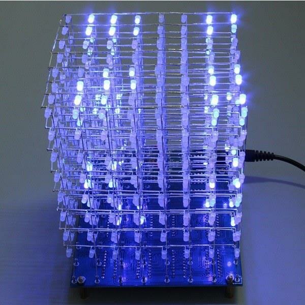 8x8x8 LED Cube 3D Light Square Blue LED Flash Electronic DIY Kit