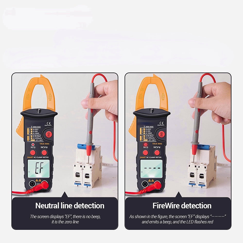 Digital Clamp Multimeter 6000 Counts Professional True RMS AC/DC Voltage Current Tester
