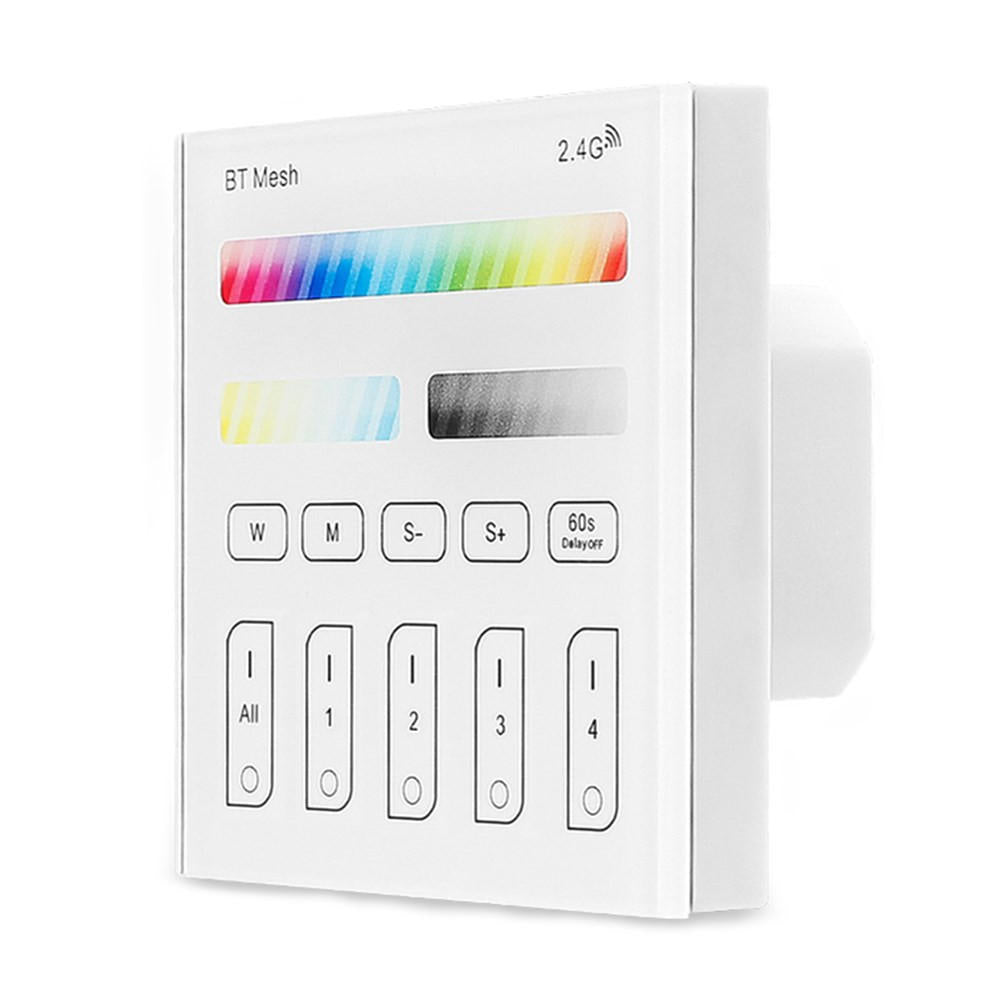A AC100-240V Bluetooth Mesh RGBWC Remote Touch Panel Dimmer Controller for LED Lighting