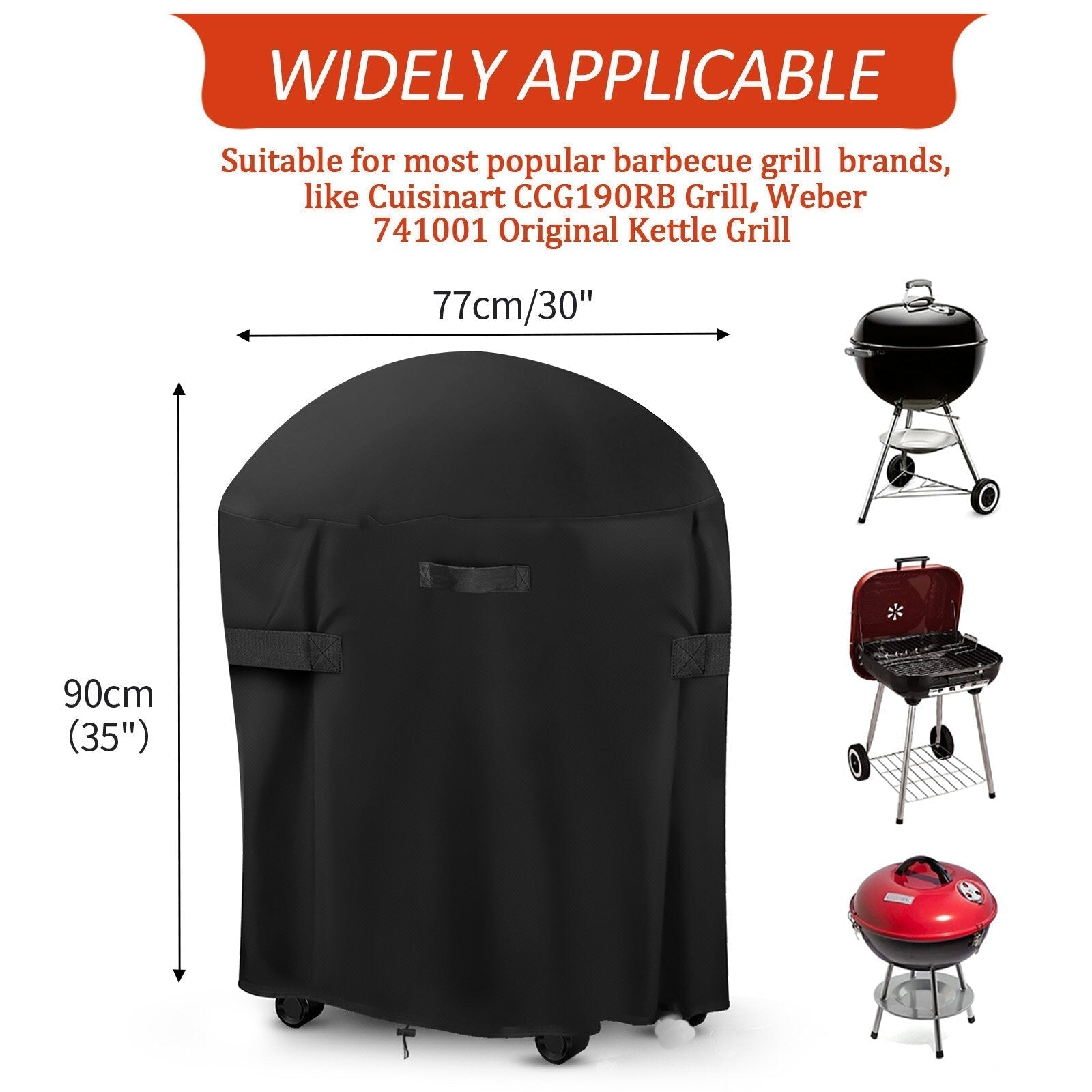 210D Oxford Black BBQ Cover Waterproof Fade-resistance UV-protection Grill Cover