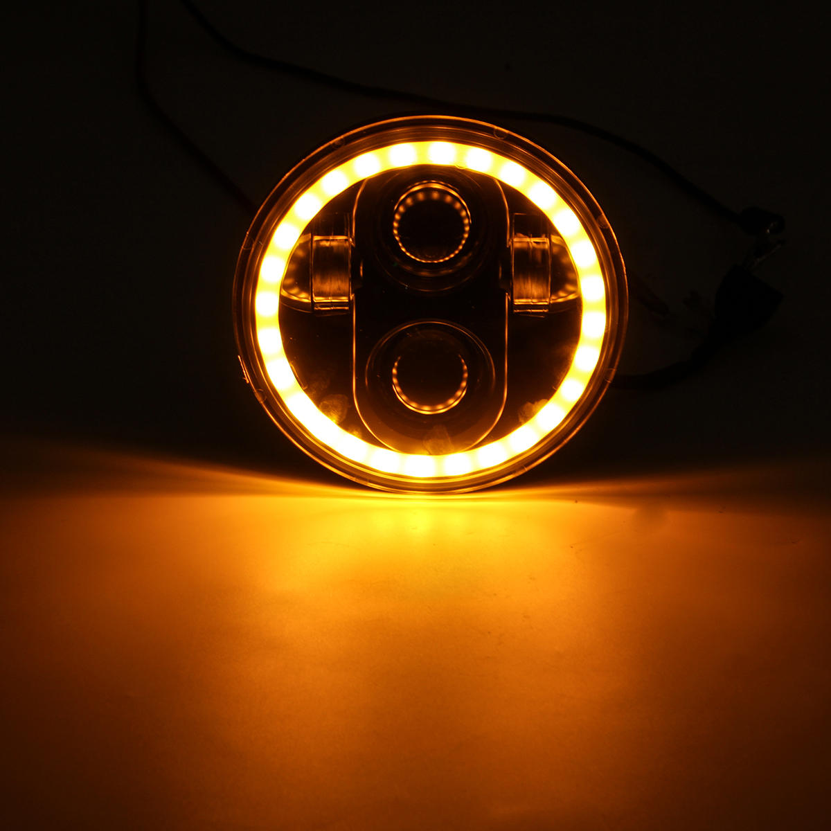 5.75" 75W 6000K DRL Amber Halo Angle Eyes Projector LED Round Headlights Low/High Beam Turn signal Light