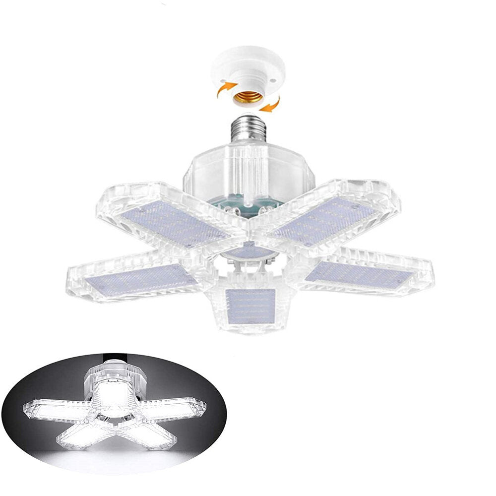 LED Garage Light E26/E27 Deformable Ceiling Light  Warehouse Lighting Bulb with 5 Adjustable Panels