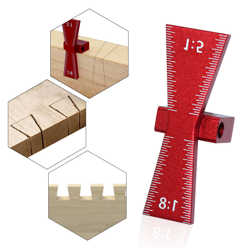 Aluminum Alloy Joint Marking Template for Woodworking - 1:5 & 1:8 Angles, Durable, Wear-Resistant, Black/Red Options