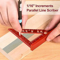 Compact 4" Aluminum Square Tool for Precise Angles, Measurements & Marking - Rust-Proof, Portable, Red