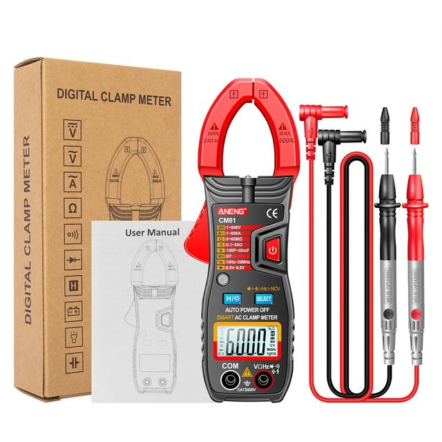 6000 Counts Auto Range NCV Digital Clamp Meter DC/AC Voltage Current Resistance Frequency Capacitance Tester