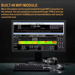 Shortwave Transceiver 100W Full Frequency Spectrum Display Built-in Antenna Tuner Wide Frequency Range 0-750MHz Multi-Mode Operation