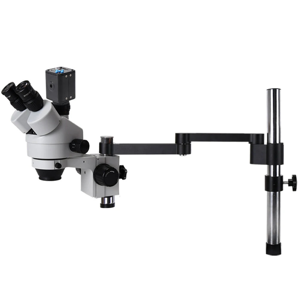 Trinocular Microscope with 360° Swivel Arm for Mobile Phone Repair and Circuit Board Soldering 2K High Definition Camera Included
