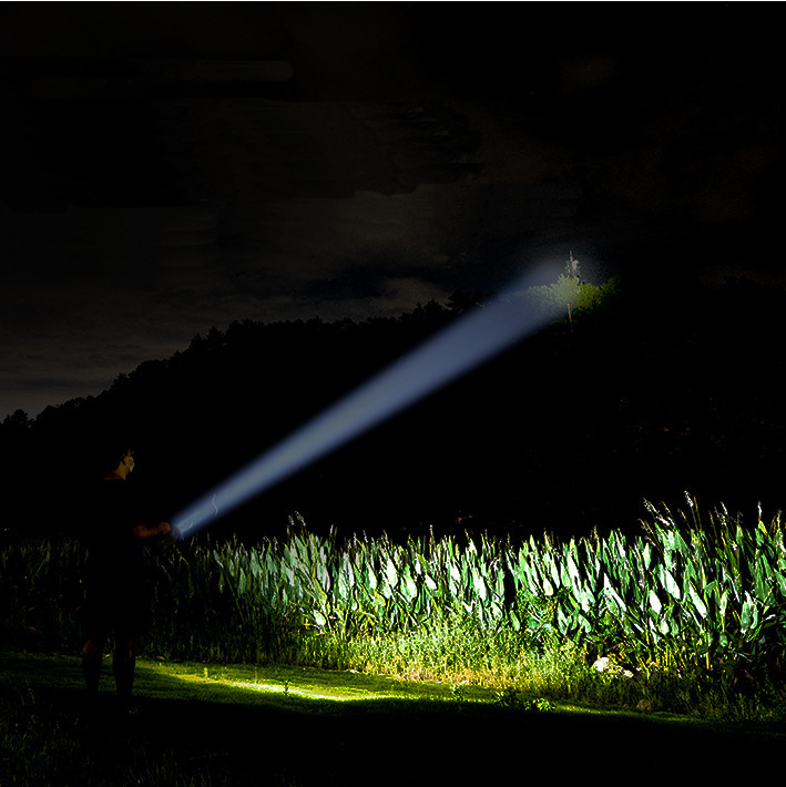 Long Shoot Strong OSL Spotlight with 18650 Li-ion Battery USB Rechargeable&Power Display LED Handheld Flashlight Home Tools