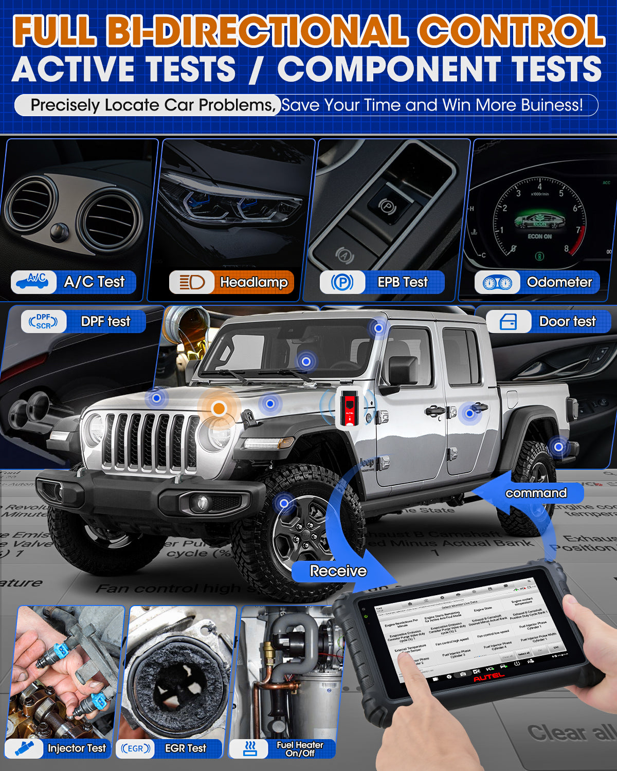 Car Diagnostic Tool OBD2 Bi-Directional Scanner All System Scan Tool ECU Coding Upgraded MK906BT MS906BT