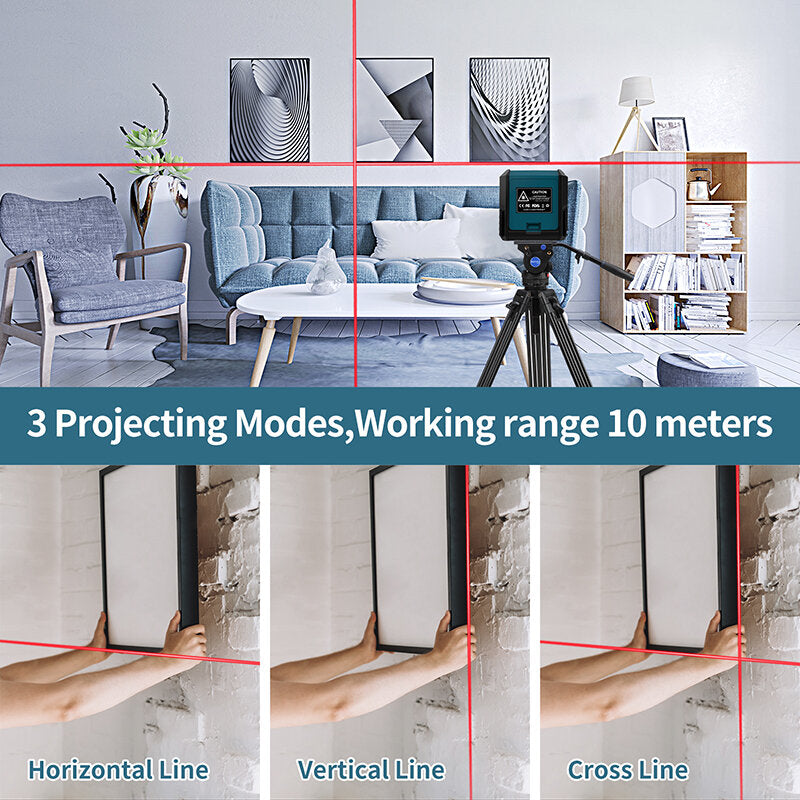 Laser Level with 2 Lines Horizontal/Vertical Line Separated Automatic Measurement Laser Level