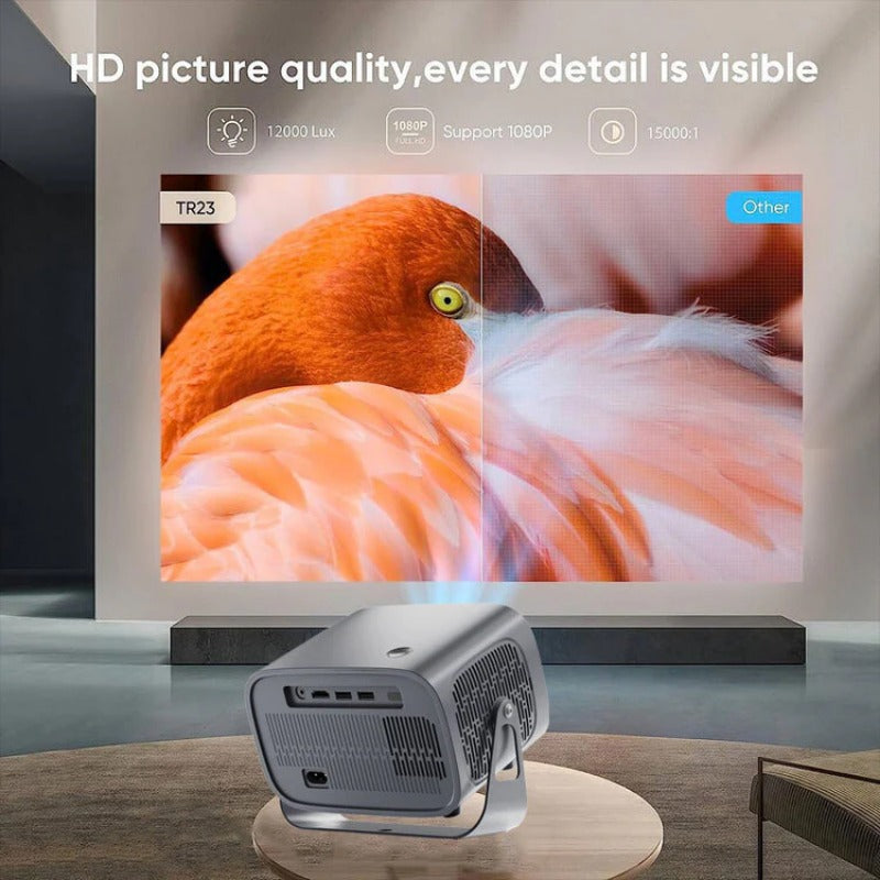 Mini LED Projector, Android 11.0, 1080P, Dual 5G WiFi, 390 ANSI Lumens, 160" Screen, Portable Outdoor Movie Theater