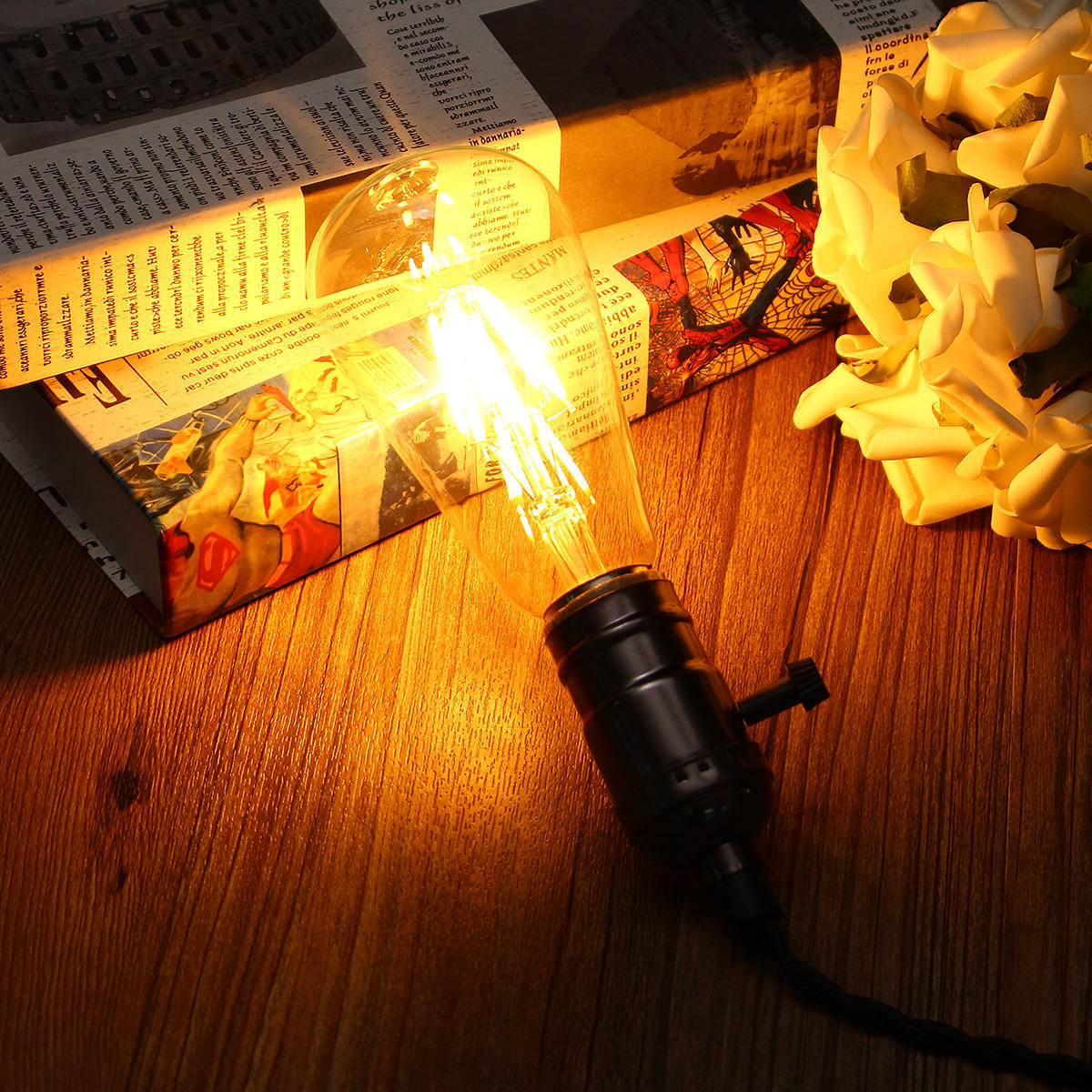 6W Clear Cover Dimmable Retro Vintage Filament LED Bulb Light Lamp AC110/220V