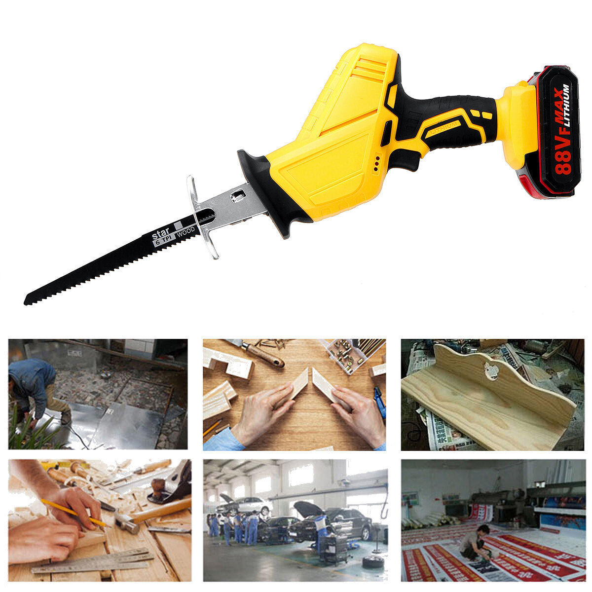 88VF Cordless Electric Reciprocating Saw W/ 4 Blades for Worx Woodworking Wood Cutting Tool