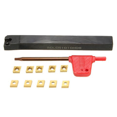 10x100mm Lathe Turning Tool Holder With 10pcs CCMT0602 Inserts