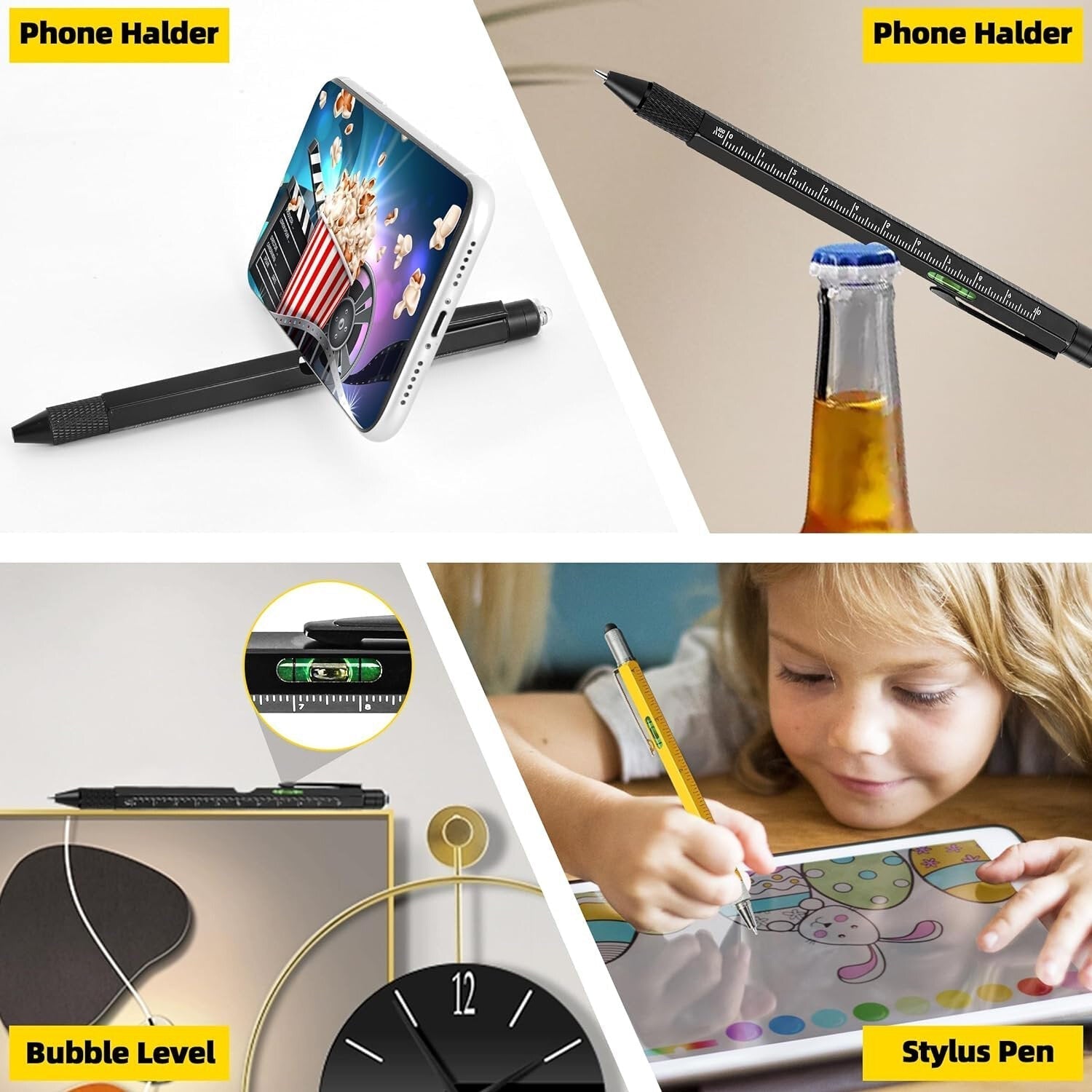 9-in-1 Multifunctional Pen with LED Light, Stylus, Screwdriver, Ruler, and More - Perfect Gift for DIY Enthusiasts