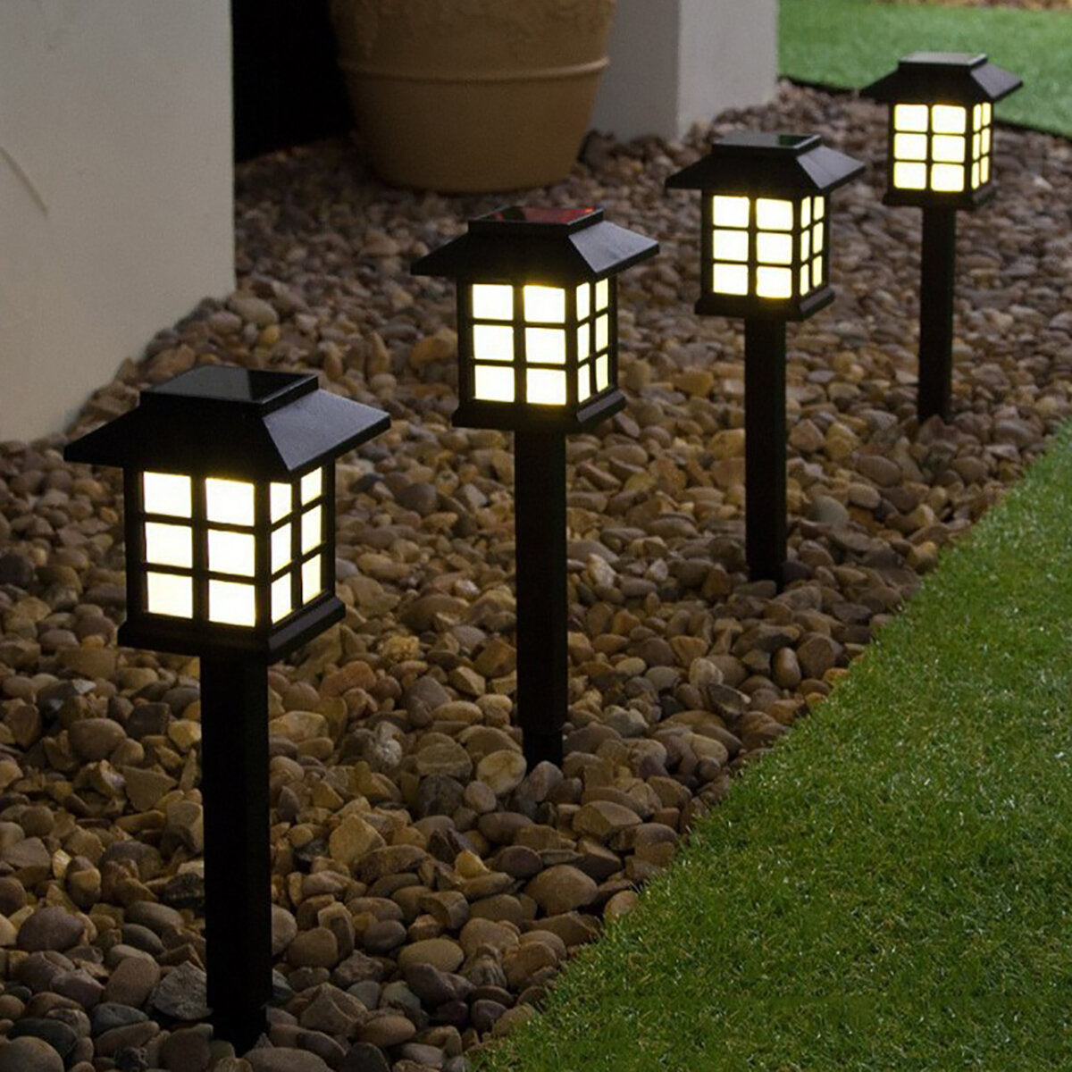 2 Pack Solar LEDLawnLights Pathway Lights Set Outdoor Yard Garden Walkway Landscape Lamp