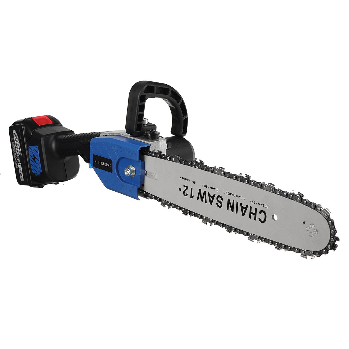 12" Cordless Electric Chain Saw One-Hand Saw Woodworking Tool W/ 1/2pcs Battery