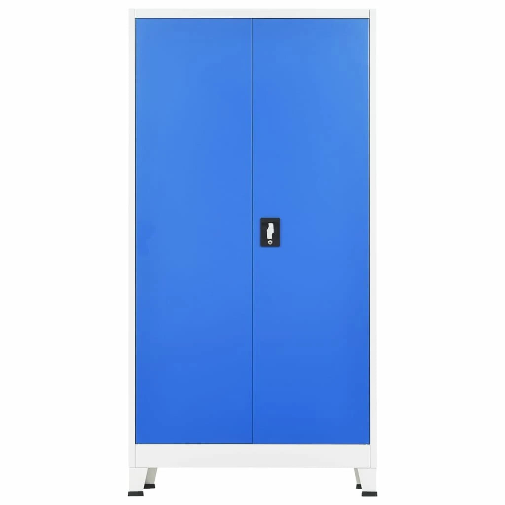 Locker cabinet with 2 doors 90x40x180 cm metal gray and blue
