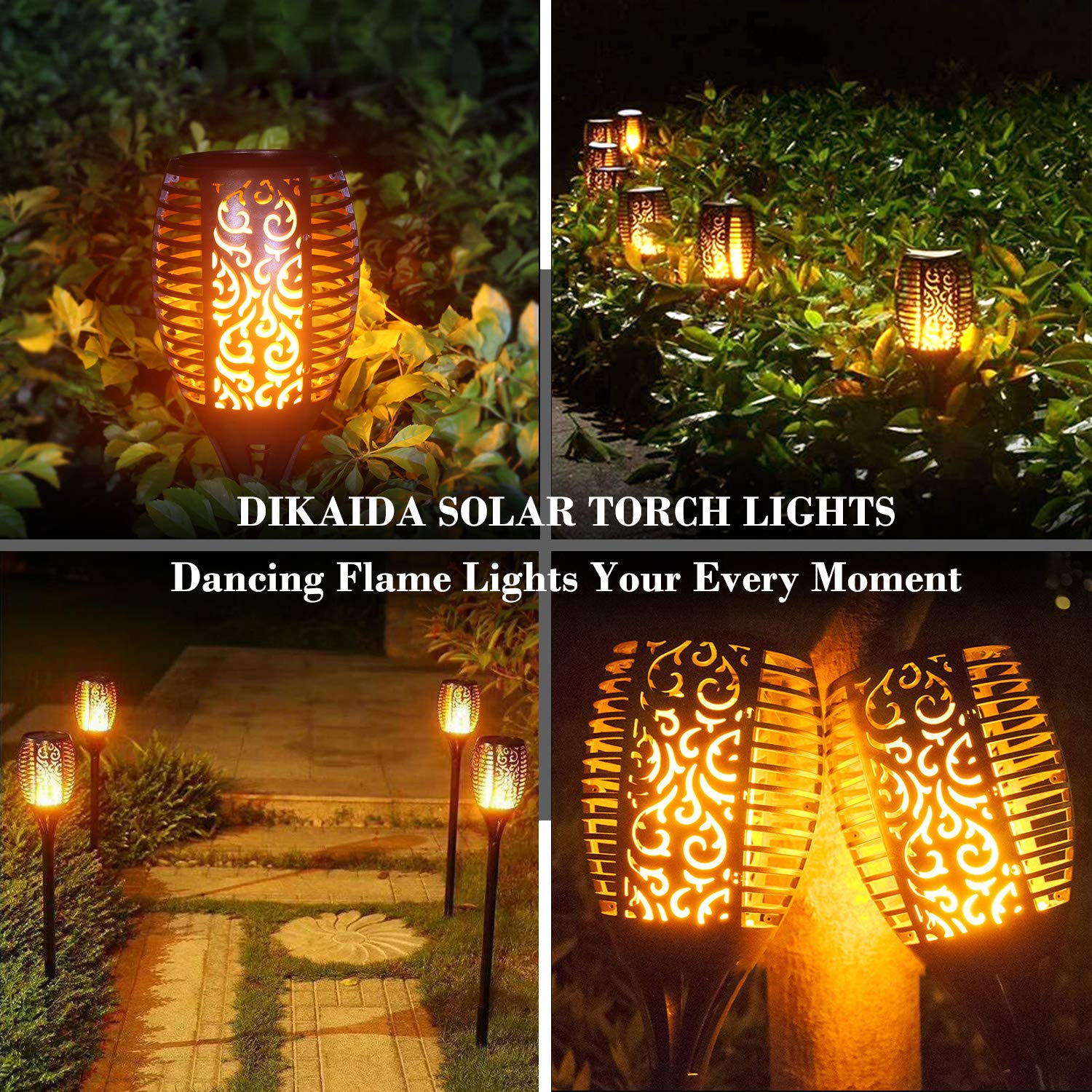 33LEDs 56CM Height Waterproof Solar Fire Torch Light Flickering Flame Lamp Outdoor Landscape Garden Lighting