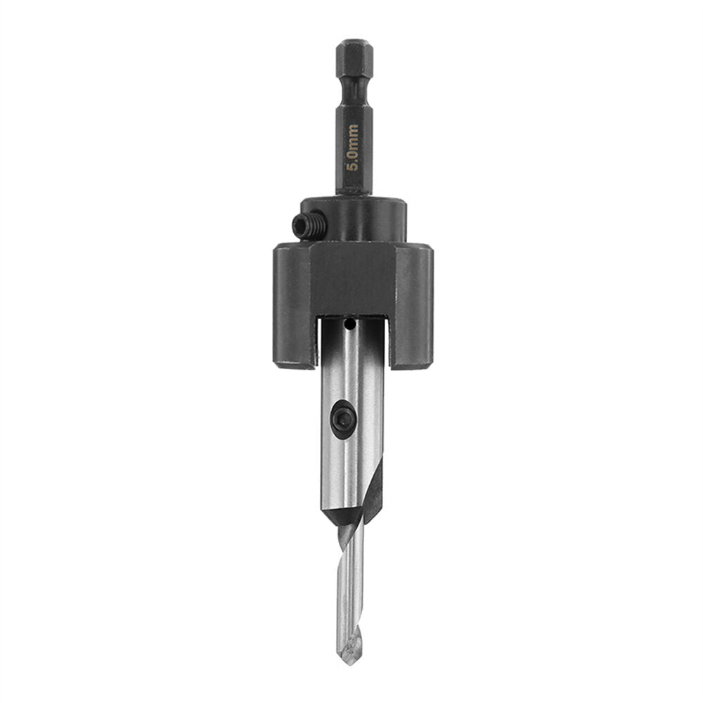 4mm/5mm Countersink Bit Set for Woodworking - Hex Shank Drill Bits with Adjustable Depth & Chamfering Function