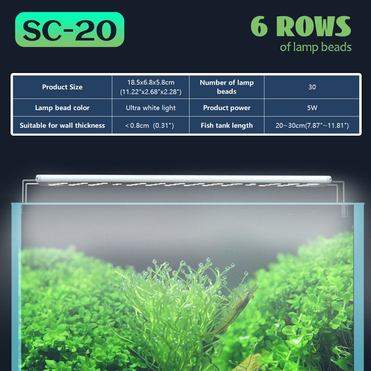 Fish Aquarium Tank Underwater Submersible Change LED Ultra White Light Stand