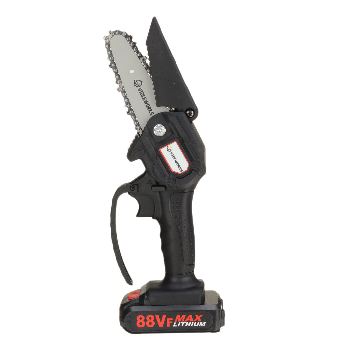 4 Inch 88VF Cordless Electric Chain Saw 1500W One-Hand Saw LED Woodworking Wood Cutter