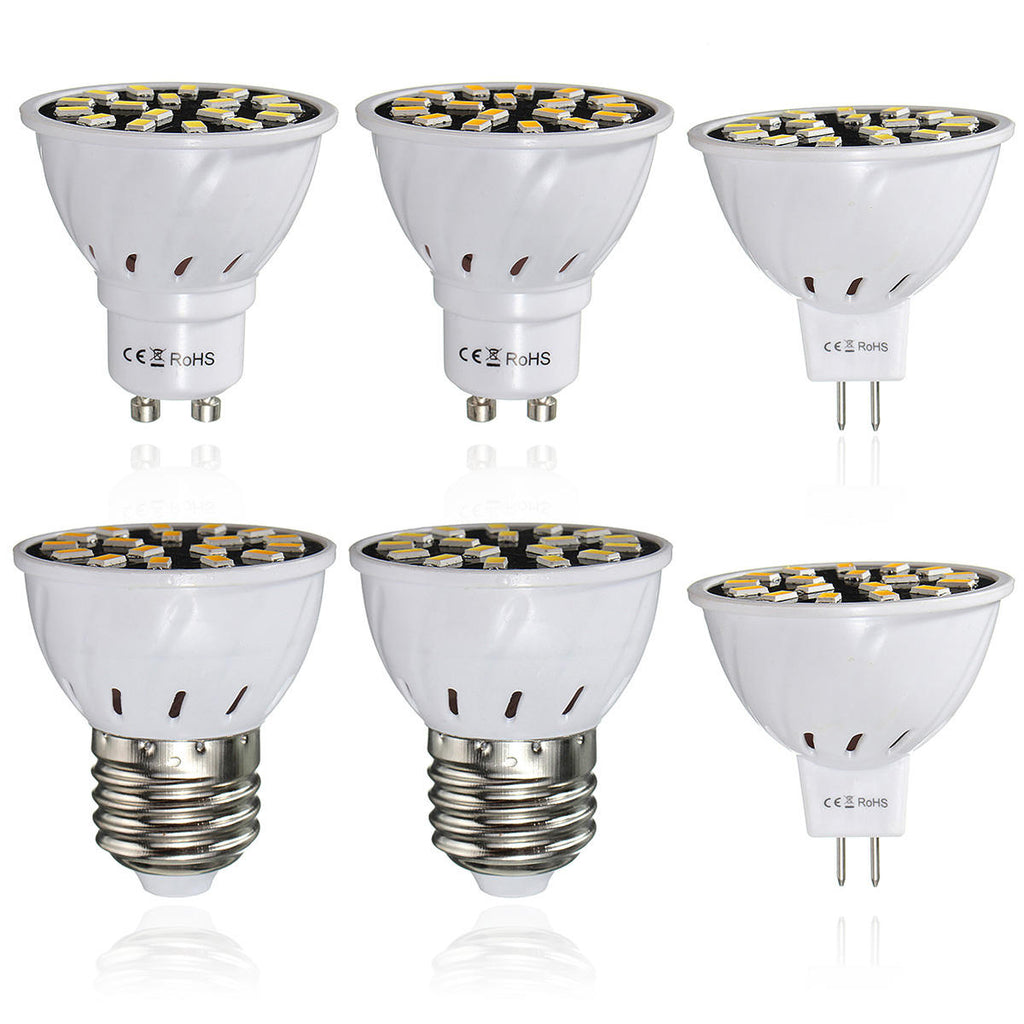 E27 GU10 LED Light Bulbs 5733 SMD 18 320LM Pure White Warm White Spot Lightt AC220V 3W